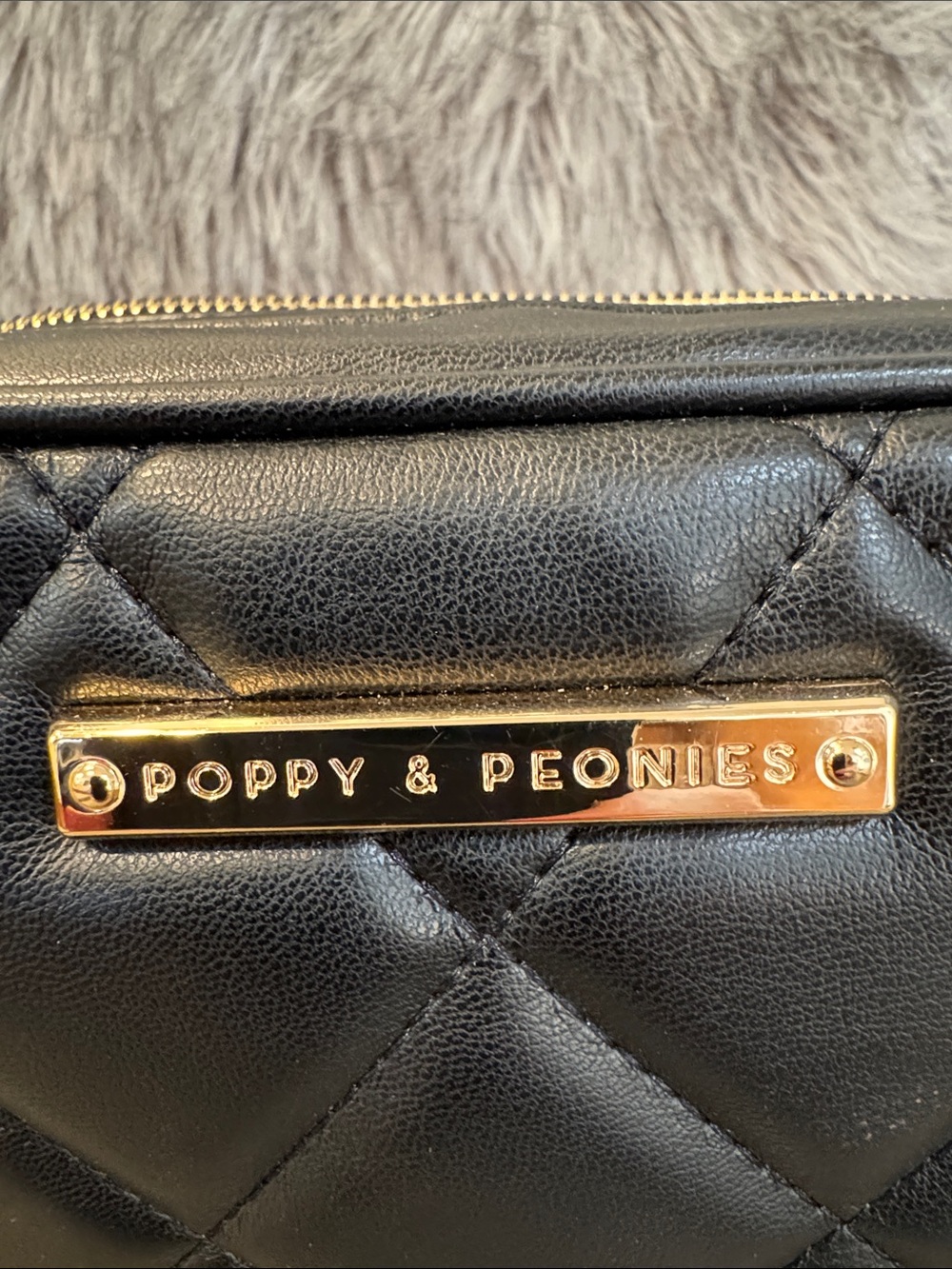 Poppy & Peonies Quilted Black Crossbody Bag - Picture 6 of 12